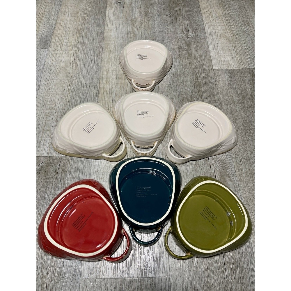 Set Of 7 Rustic Southwest Farmhouse Stoneware Chip & Dip Drip Glazed Ceramic - Picture 6 of 8